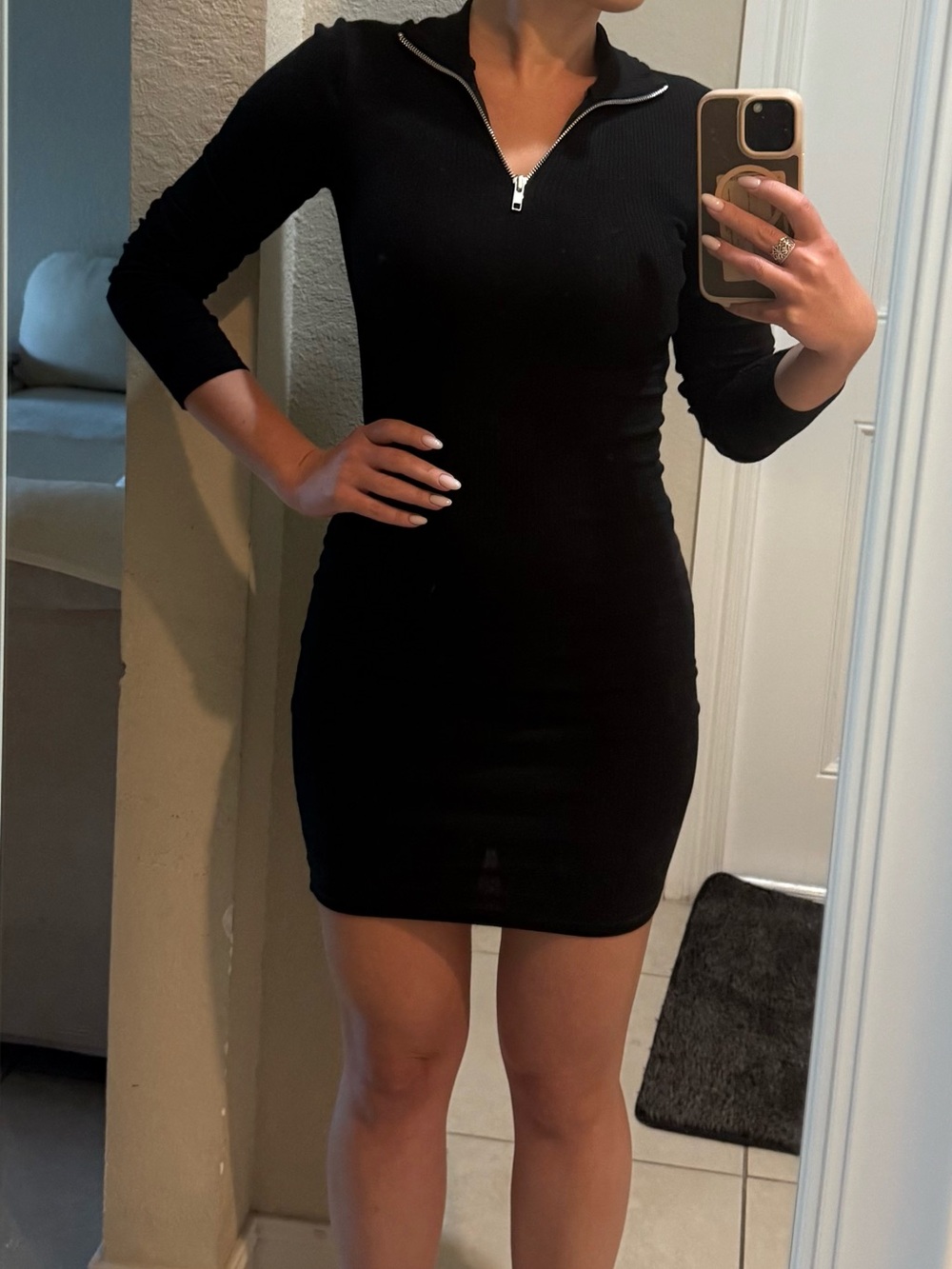 COLLUSION Black Ribbed Mini Bodycon Dress